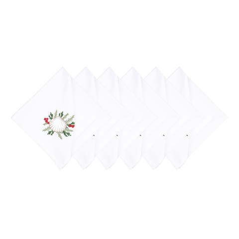 Coastal Tidings Botanical Embroidered Set of 6 Cloth Napkins