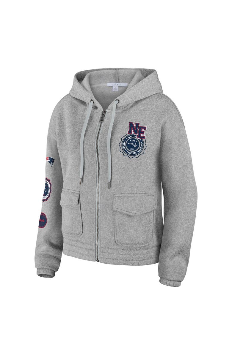 WEAR by Erin Andrews Women's WEAR by Erin Andrews Heather Gray New England Patriots Full-Zip Hoodie, Alternate, color, Heather Gray