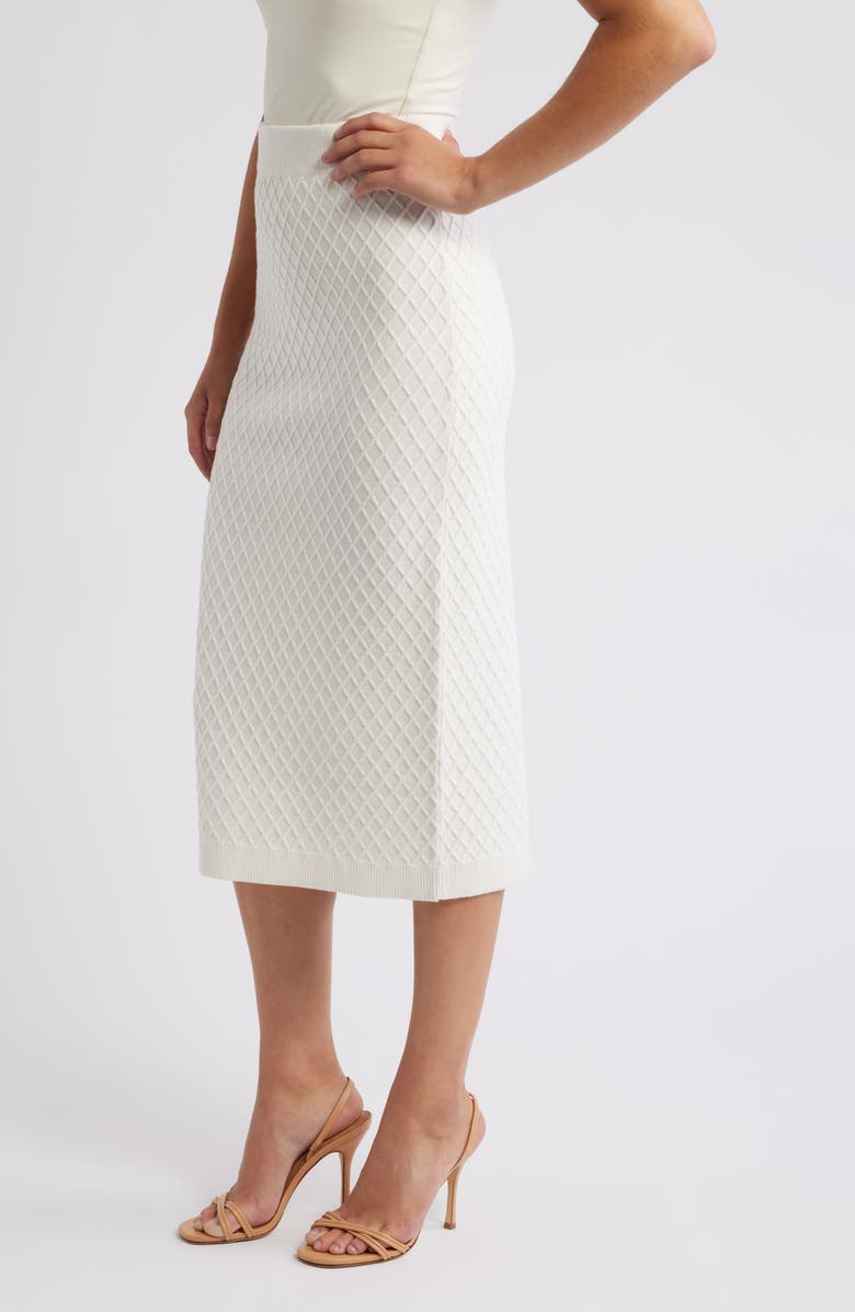 Anne Klein Diamond Stitch Sweater Skirt, Alternate, color, White Dove