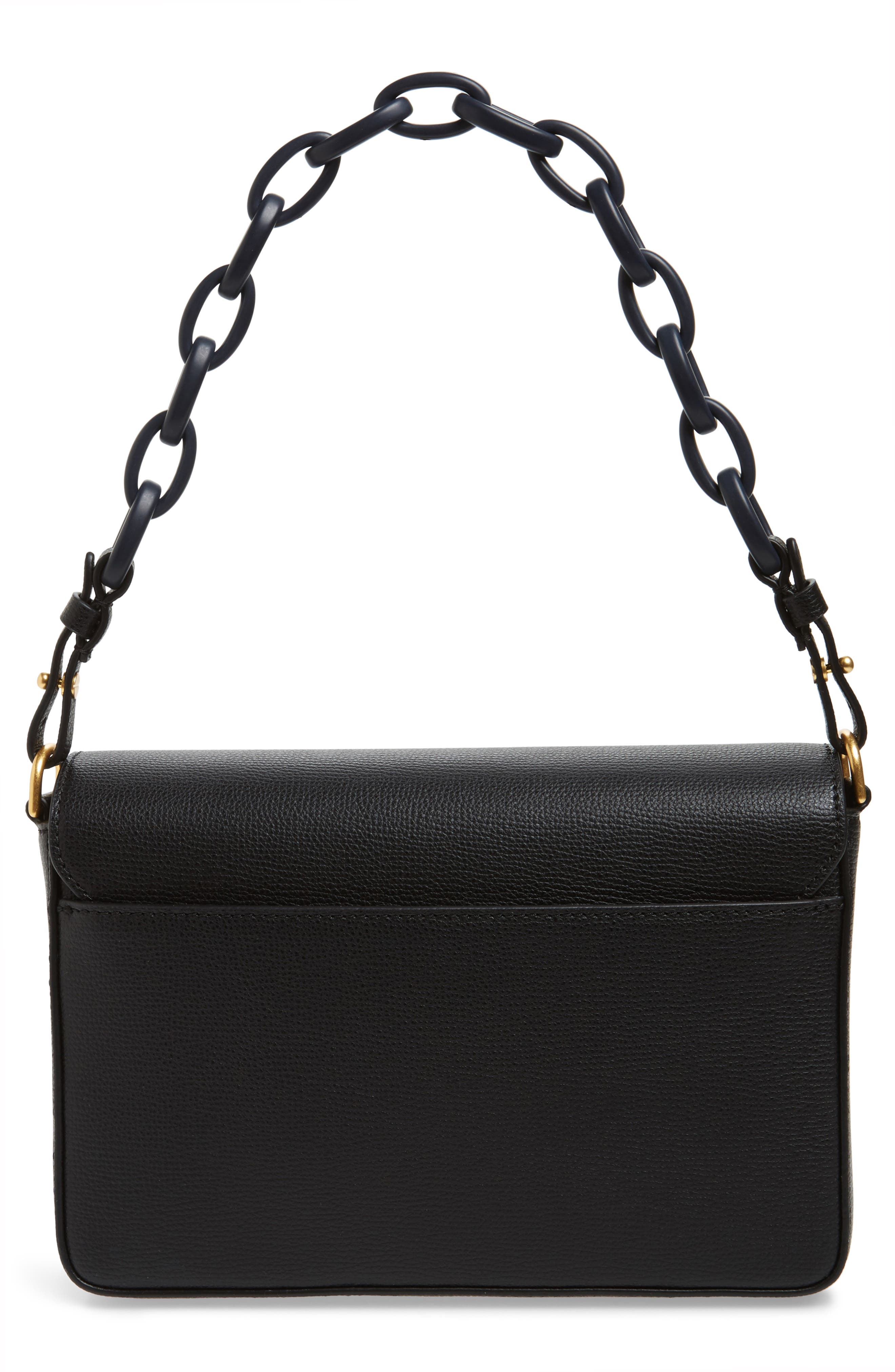 Kira Leather Shoulder Bag, Alternate, color, BLACK