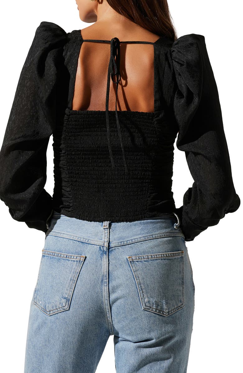 ASTR the Label Ruched Puff Shoulder Crop Top, Alternate, color, 