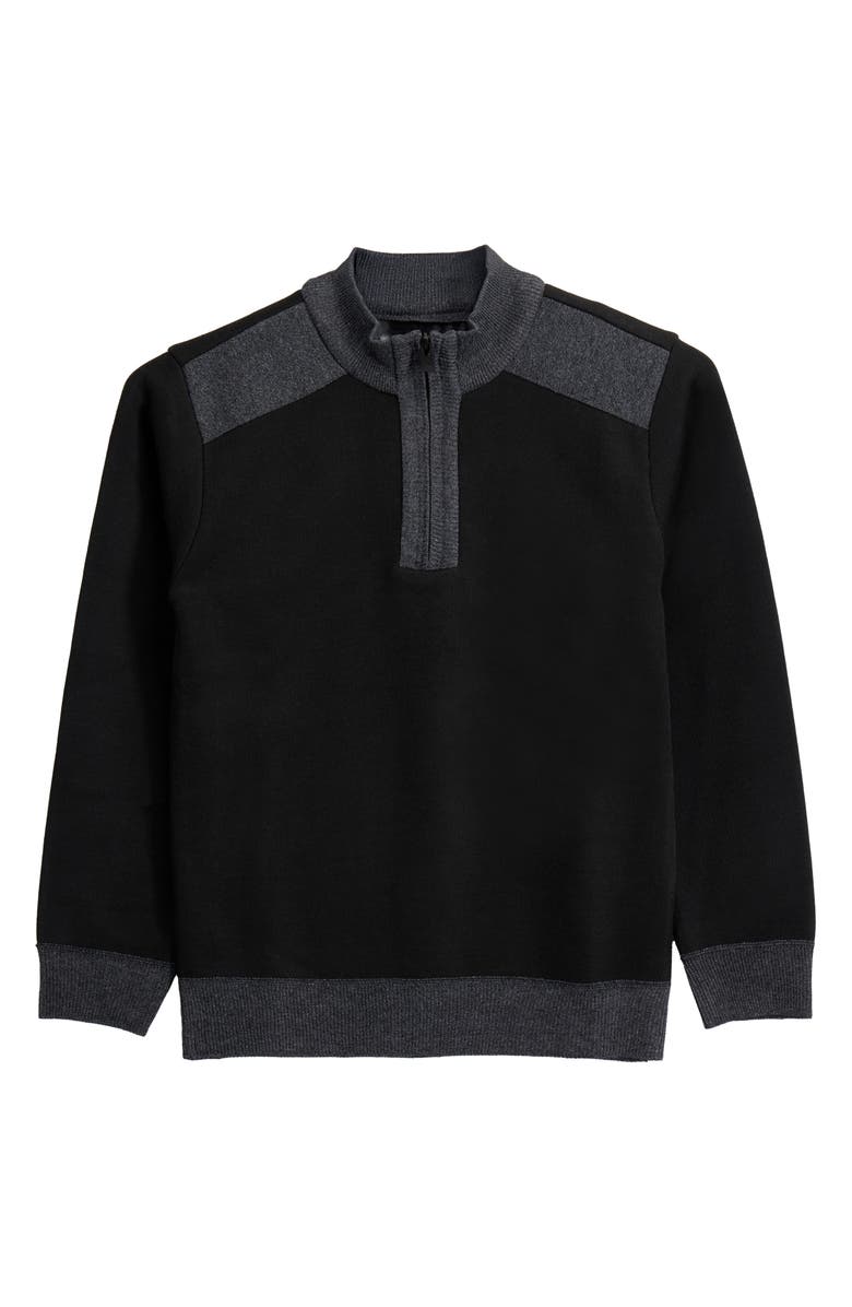 XRAY Kids' Fleece Quarter Zip Sweater, Main, color, Black/Charcoal