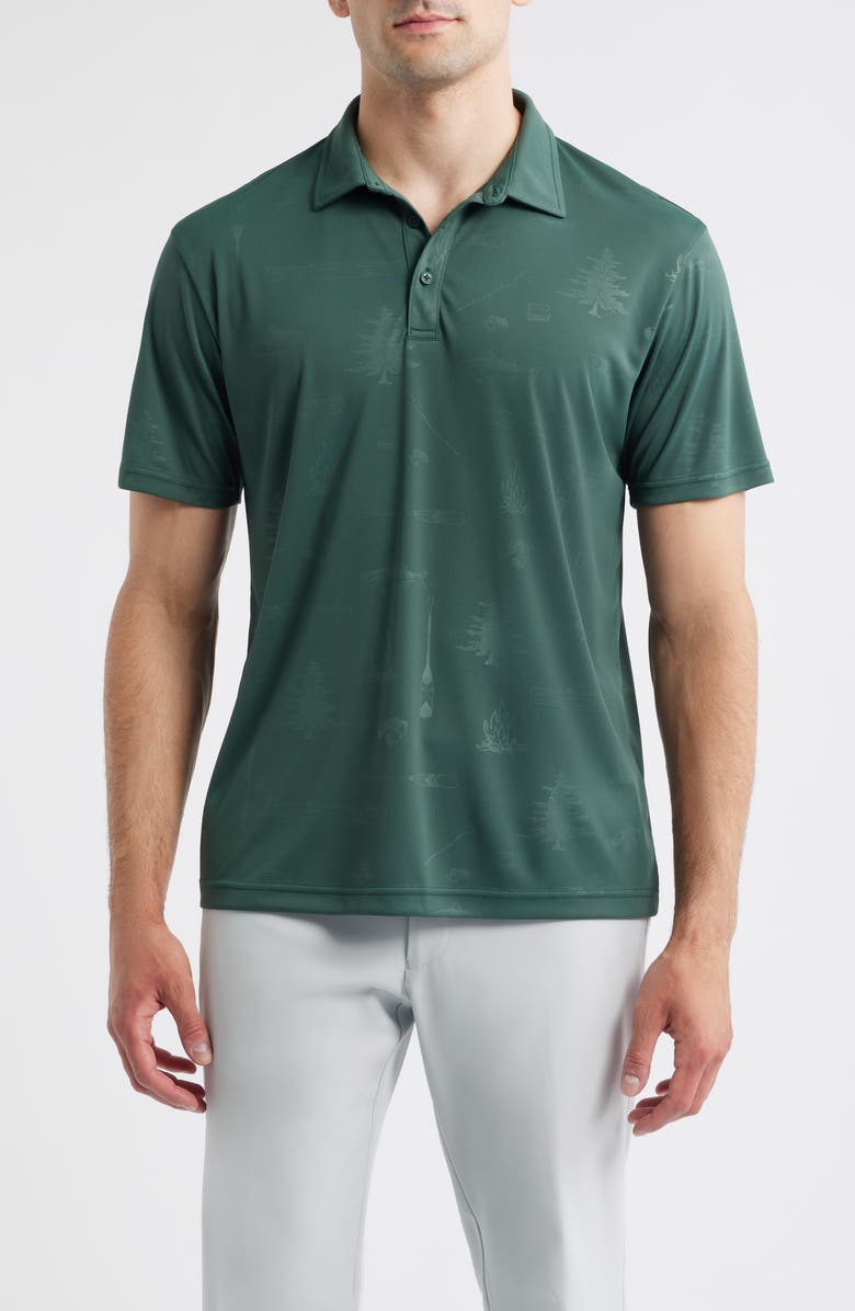 Swannies Brehm Outdoors Print Performance Golf Polo, Main, color, Forest