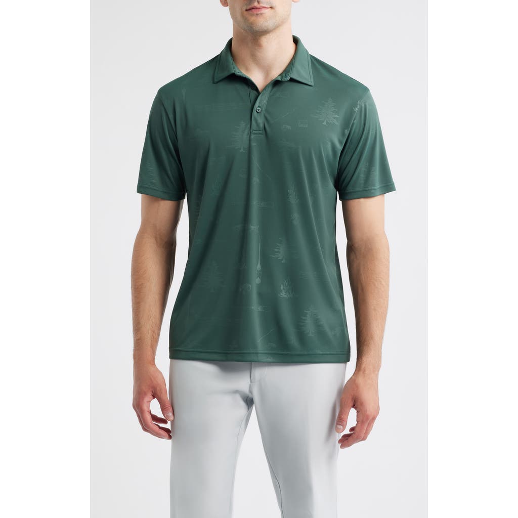 Swannies Brehm Outdoors Print Performance Golf Polo In Green