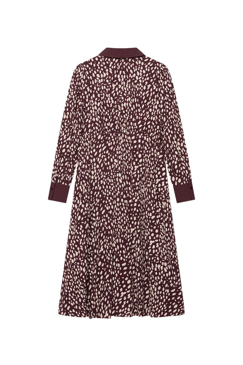Printed Contrast Midi Shirt Dress, Alternate, color, Burgundy