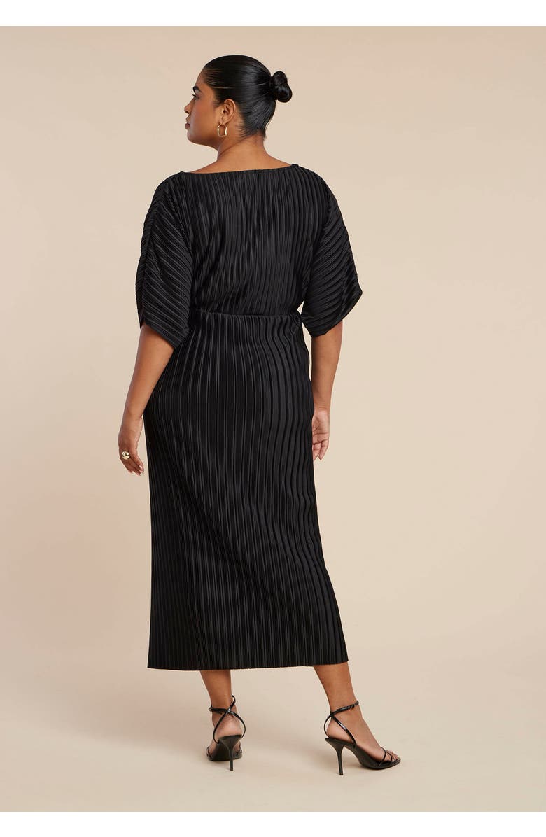 ELOQUII Draped Plisse Dress, Alternate, color, Black Onyx