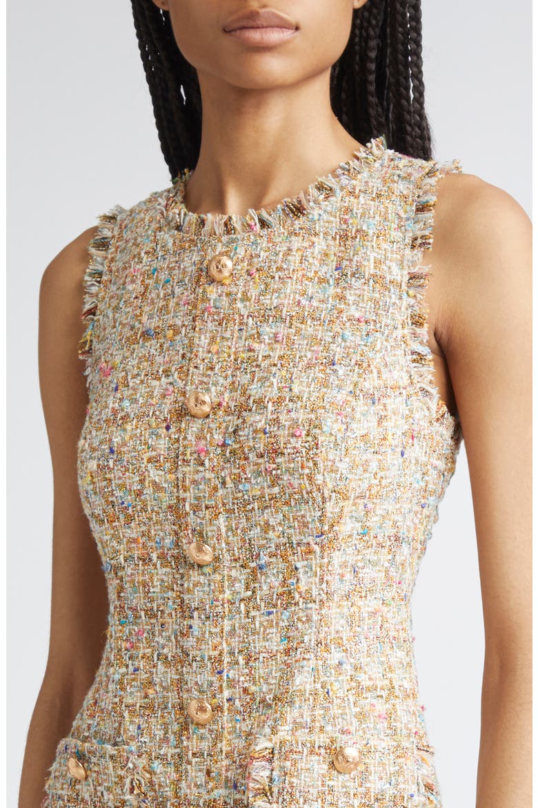 Adeline Metallic Bouclé Sheath Dress, Alternate, color, OCHRE MULTI