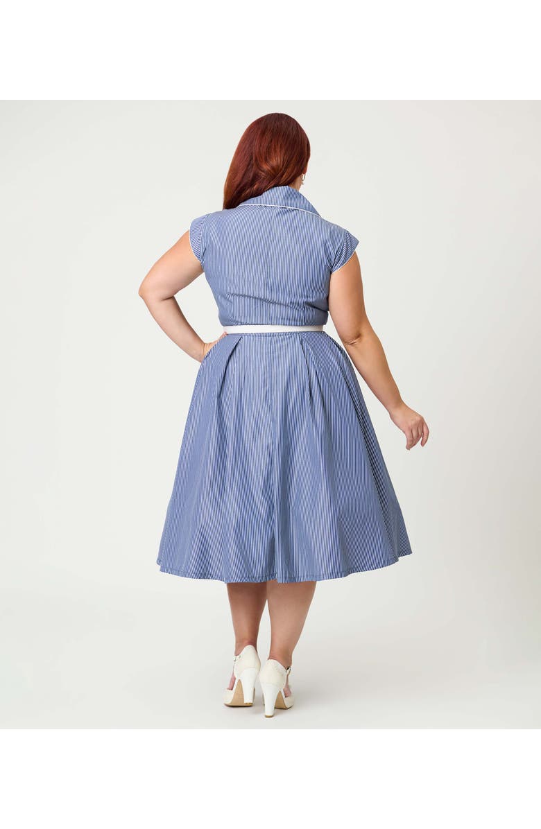 Unique Vintage Plus Size Shirt Swing Dress, Alternate, color, Blue & White Stripe
