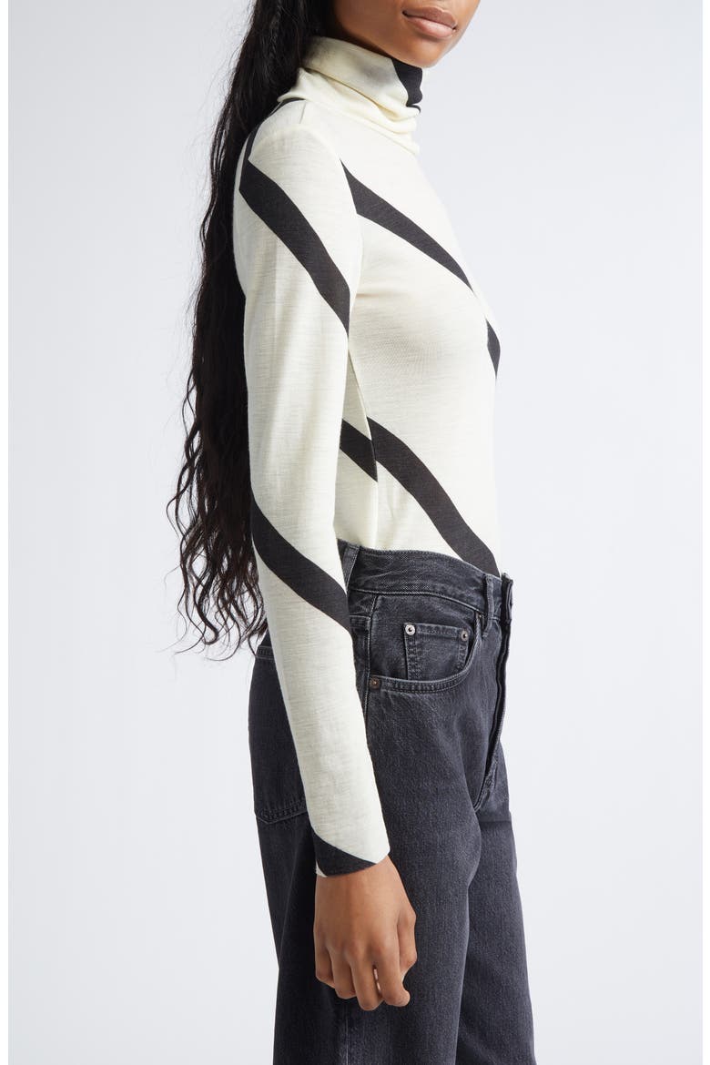 Vilina Basso Wool Mock Neck Top, Alternate, color, OFF WHITE BLACK