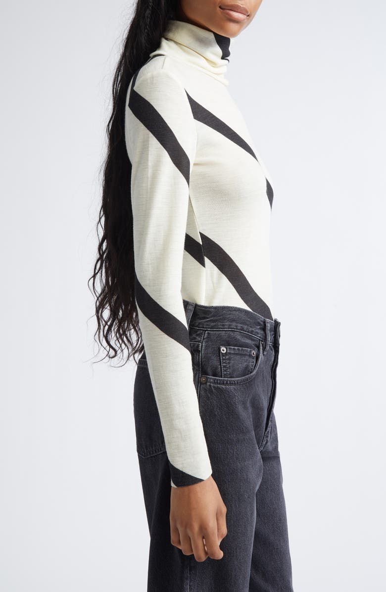 Marimekko Vilina Basso Wool Mock Neck Top, Alternate, color, Off White Black