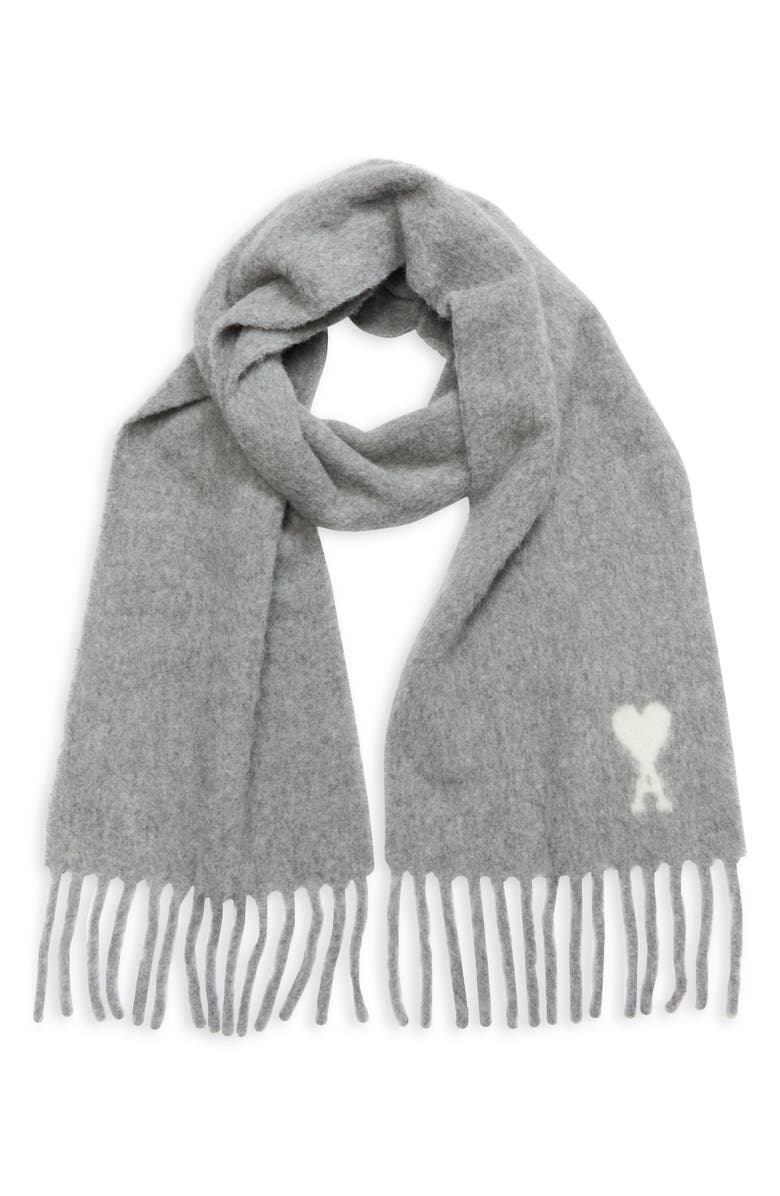 AMI PARIS Laine Scarf, Alternate, color, Gris