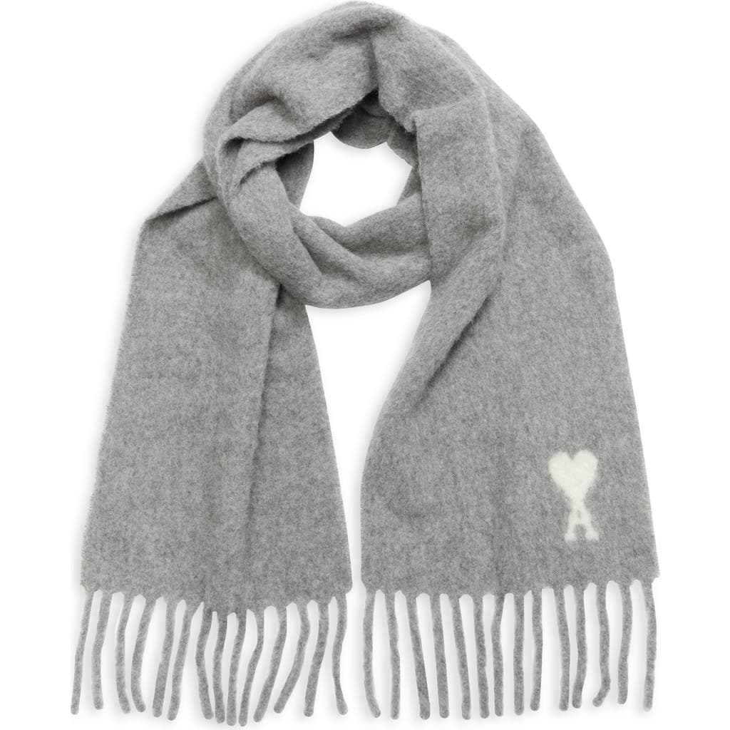 Ami Alexandre Mattiussi Ami Paris Laine Scarf In Gray