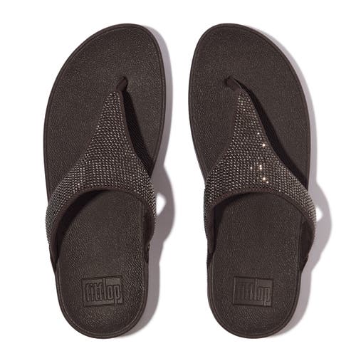 Fitflop Lulu Crystal Embellished Toe-post Sandals In Brown