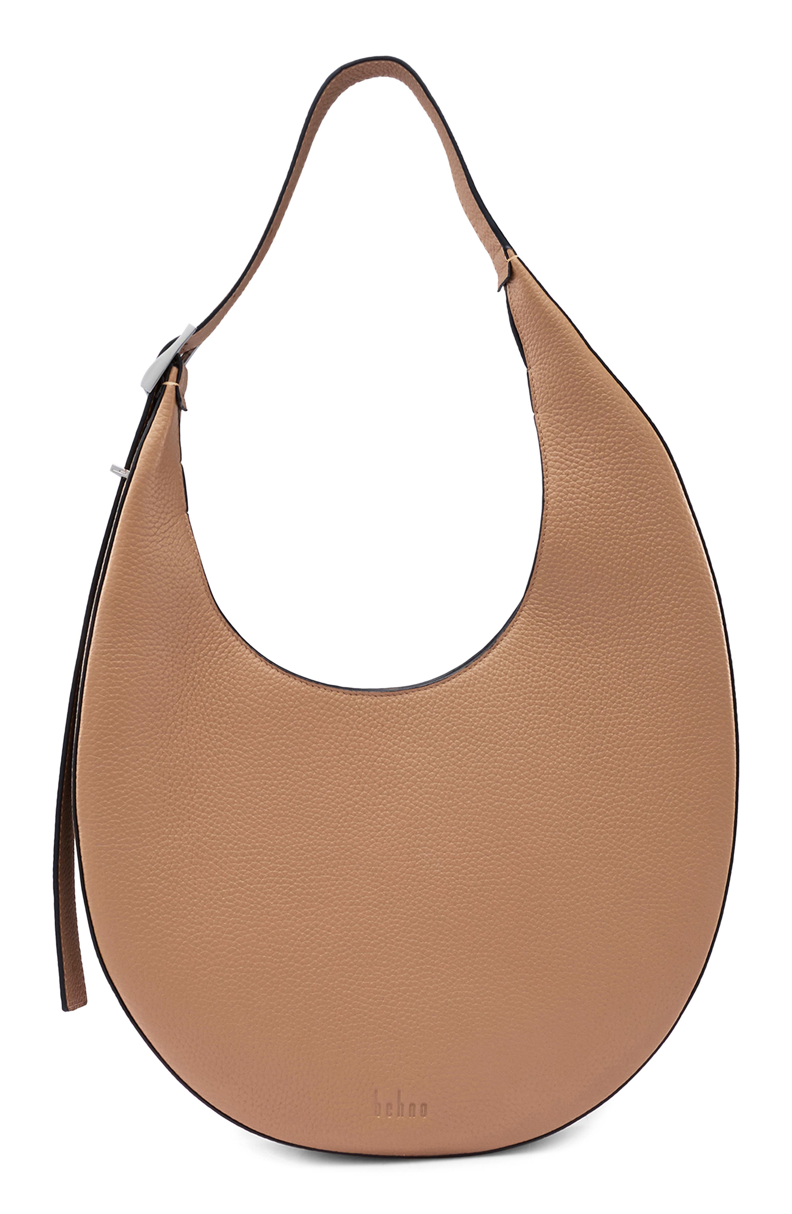 Ina Medium Pebbled Leather Crescent Bag, Main, color, ALMOND