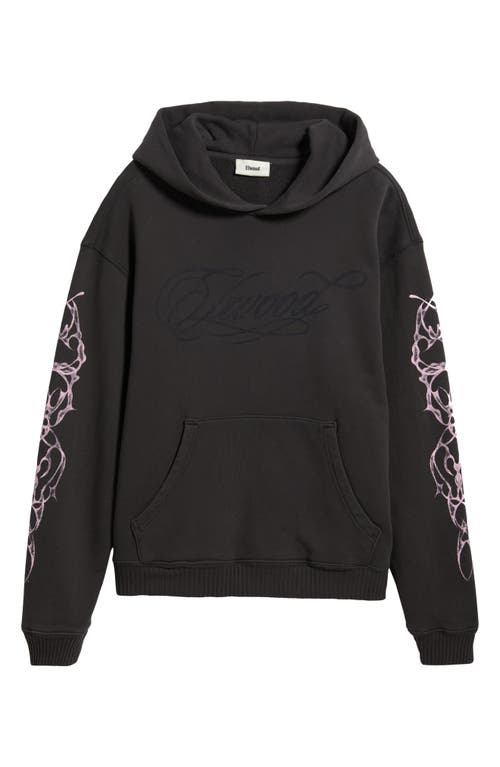 Elwood Line Work Graphic Hoodie In Vintage Black