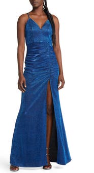 LOVE, NICKIE LEW Long Side Slit V Front Dress