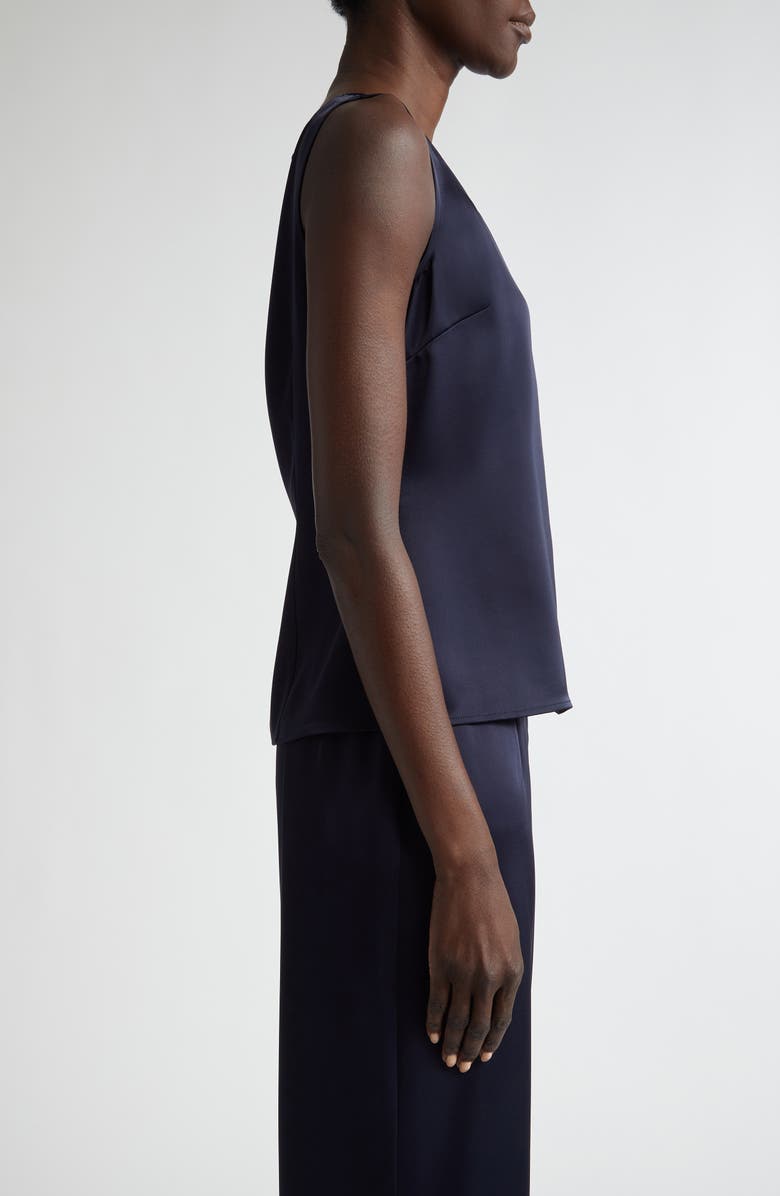 ST. JOHN Collection Liquid Satin Round Neck Shell, Alternate, color, Midnight