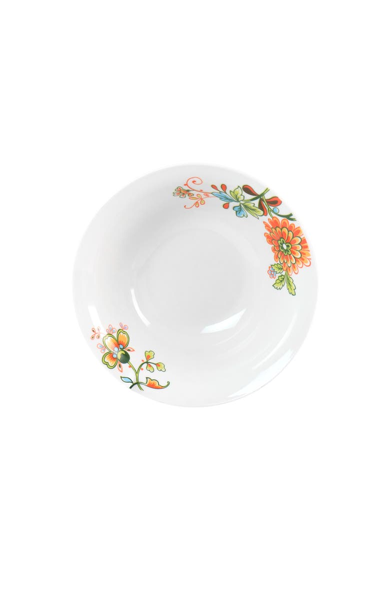 Elama Spring Bloom 16 Piece Round Porcelain Dinnerware Set, Alternate, color, White