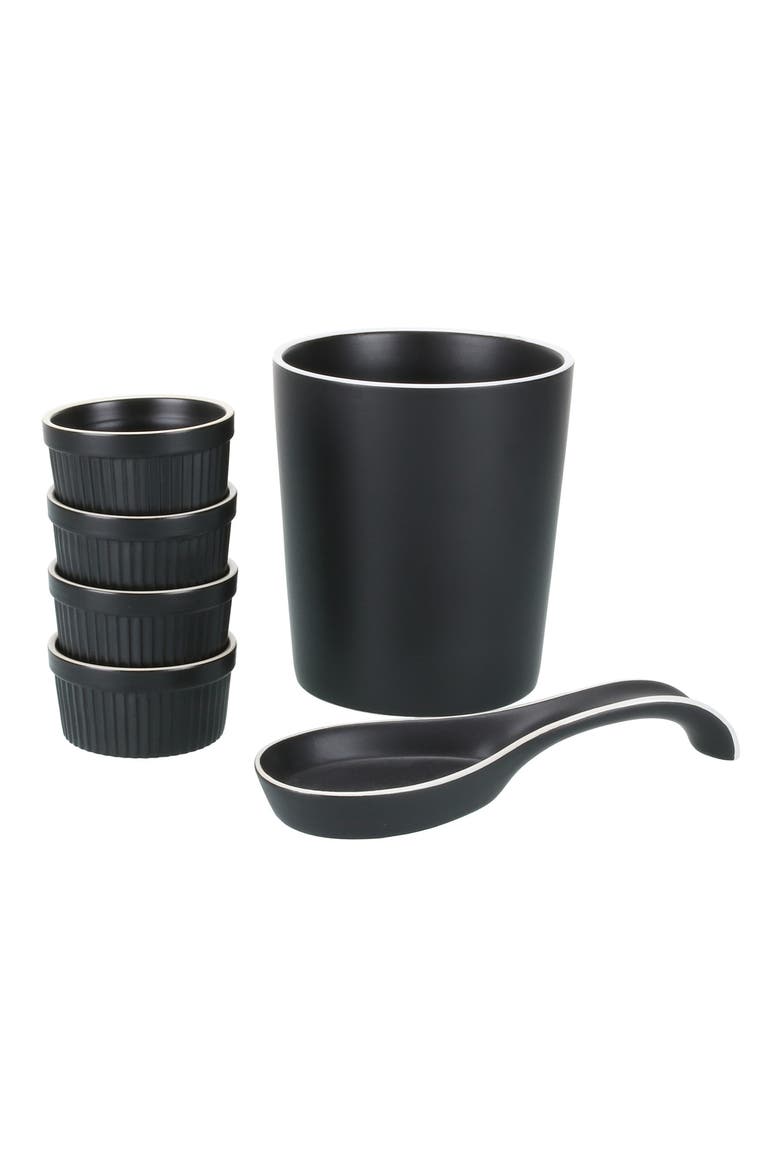 6-Piece Ceramic Counter Top Set, Main, color, BLACK