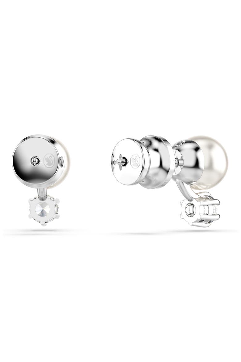 Matrix Faux Pearl & Crystal Stud Earrings, Alternate, color, SILVER/ WHITE
