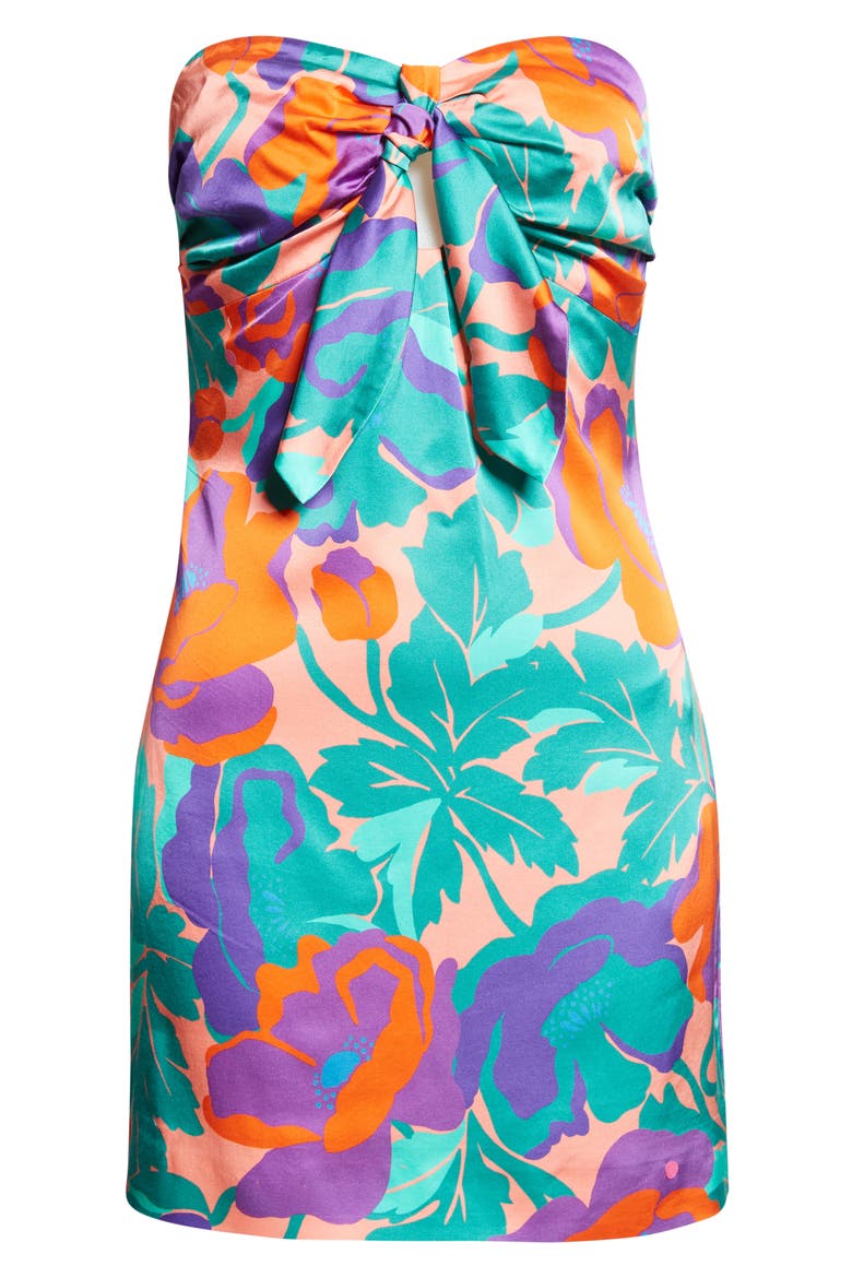 Orion Dahlia Strapless Cocktail Minidress, Alternate, color, CORAL FLORAL