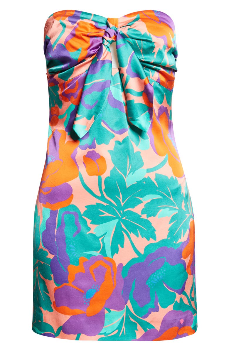 Ramy Brook Orion Dahlia Strapless Cocktail Minidress, Alternate, color, Coral Floral