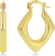 SIMONA 14K Yellow Gold Diamond Shaped Hoop Earrings