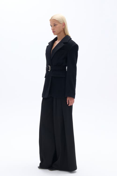 Shop Nocturne Self-belted Double Breasted Jacket In Black