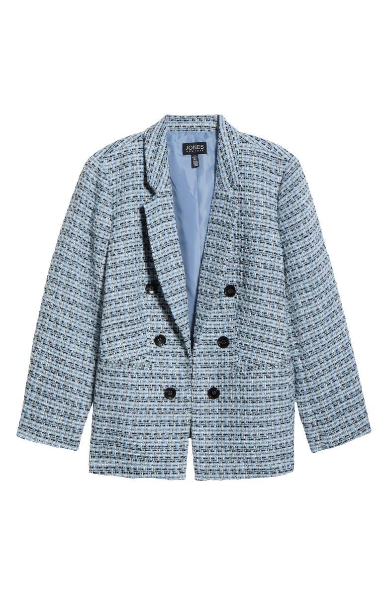 Jones New York Faux Double Breasted Tweed Jacket, Alternate, color, Light Oxford Blue Multi