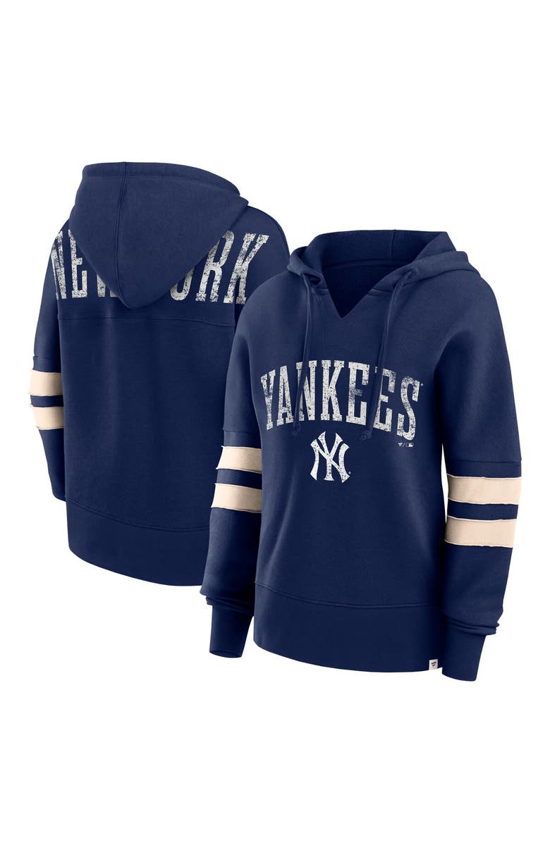 FANATICS Women's Fanatics Branded Navy New York Yankees Bold Move Notch Neck Pullover Hoodie, Main, color,