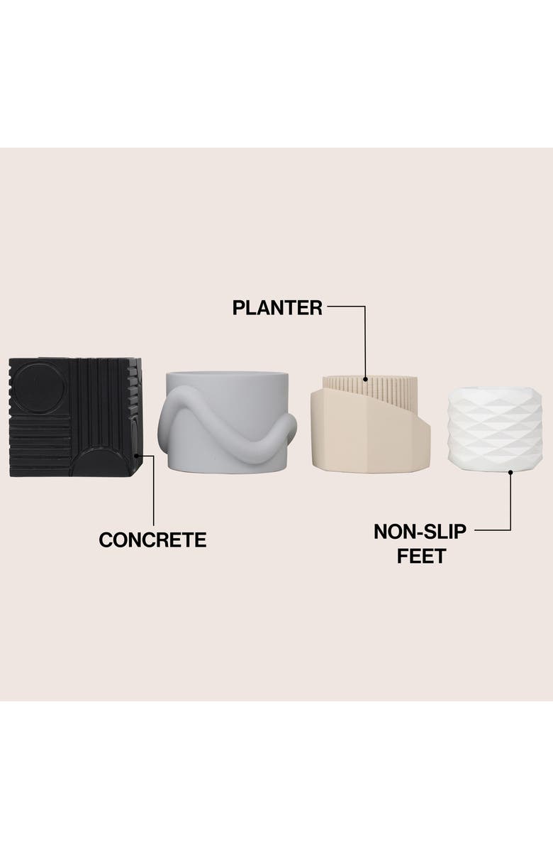 JONATHAN Y Romy Modern Minimalist Handmade Concrete Geometric Planter Set with Drainage Holes, Alternate, color, Black