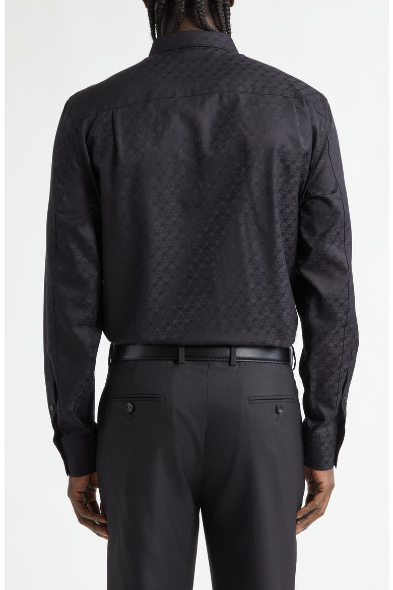 Skull Print Classic Placket Shirt, Alternate, color, BLACK