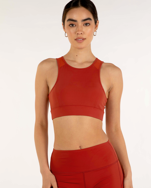 Off White Logo Band store Women's Athleisure Sports Bra Coral Red Small Nordstrom NWT