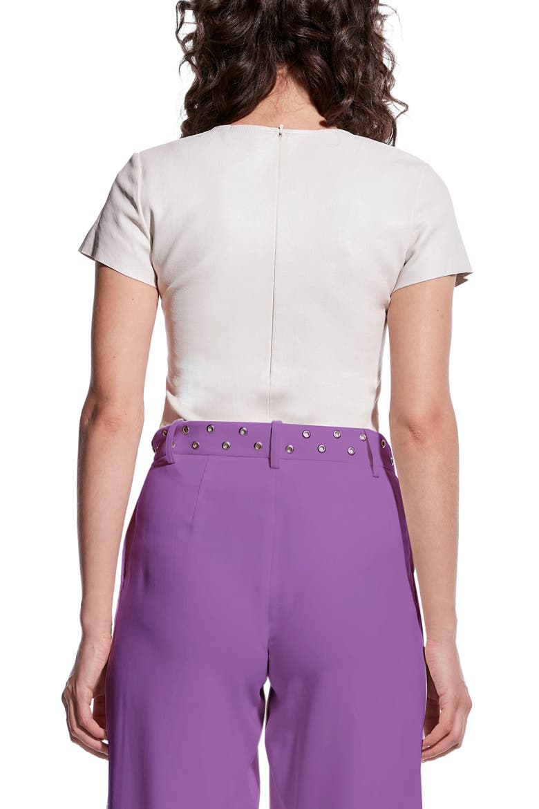 Brando Stretch Leather Tee, Alternate, color, BUTTERCREAM