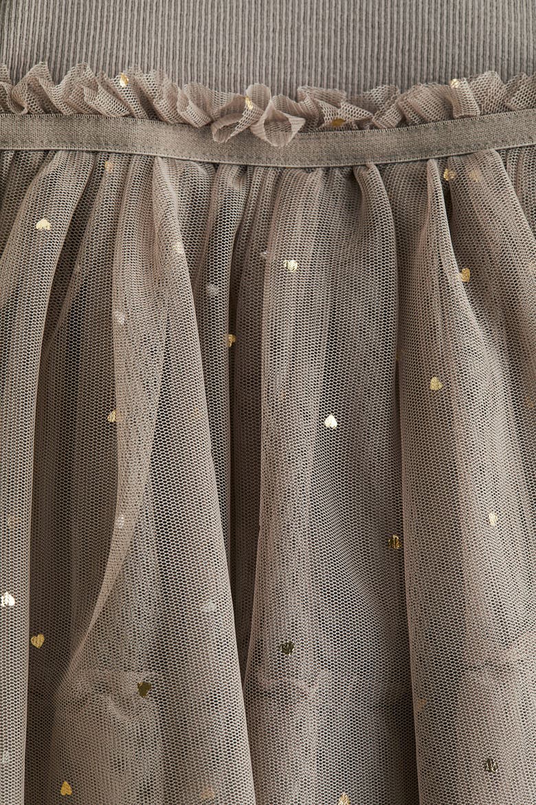 Tulle-skirt Dress, Alternate, color, Taupe/hearts