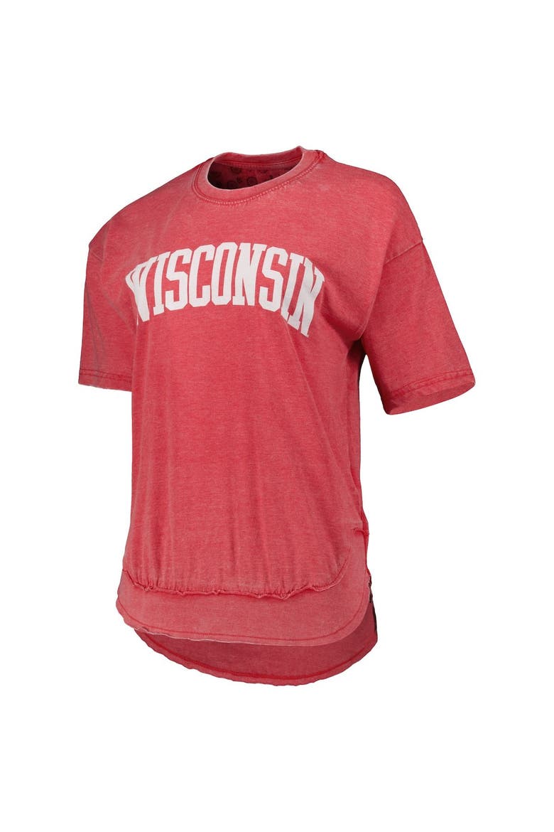 Women's Pressbox Heather Red Wisconsin Badgers Arch Poncho T-Shirt, Alternate, color, Heather Red