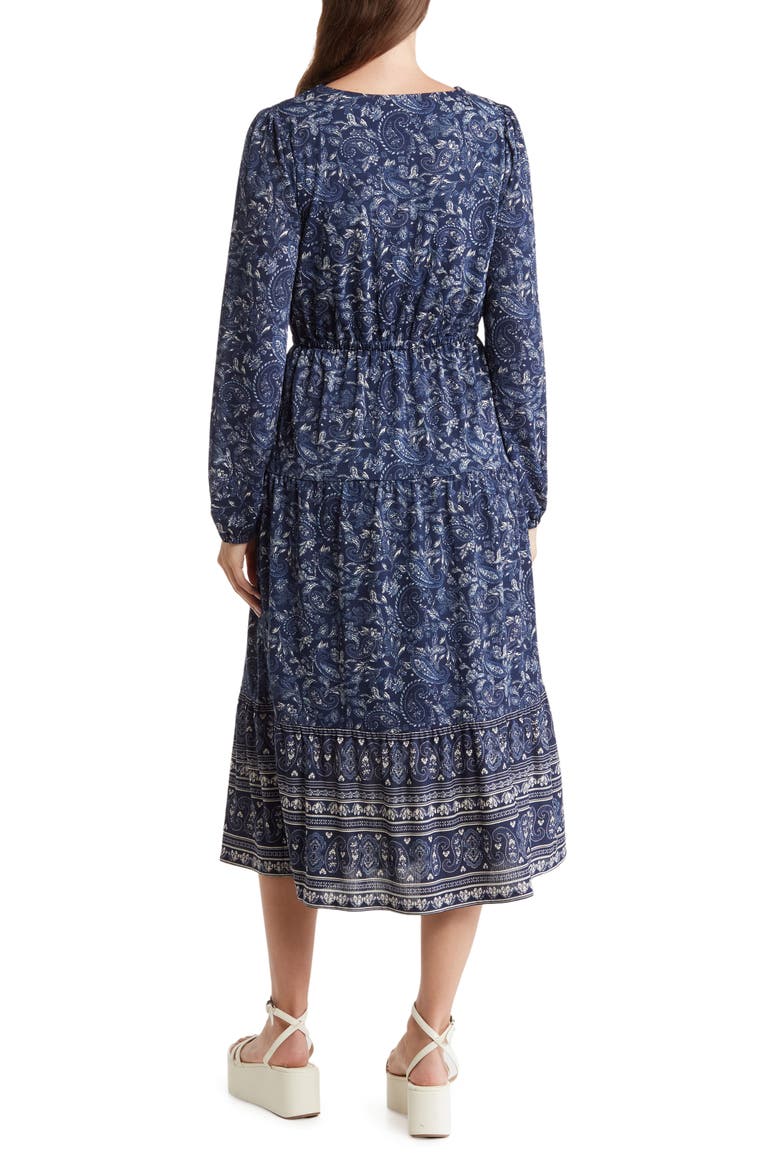 Long Sleeve Midi Dress, Alternate, color, NAVY TWIN