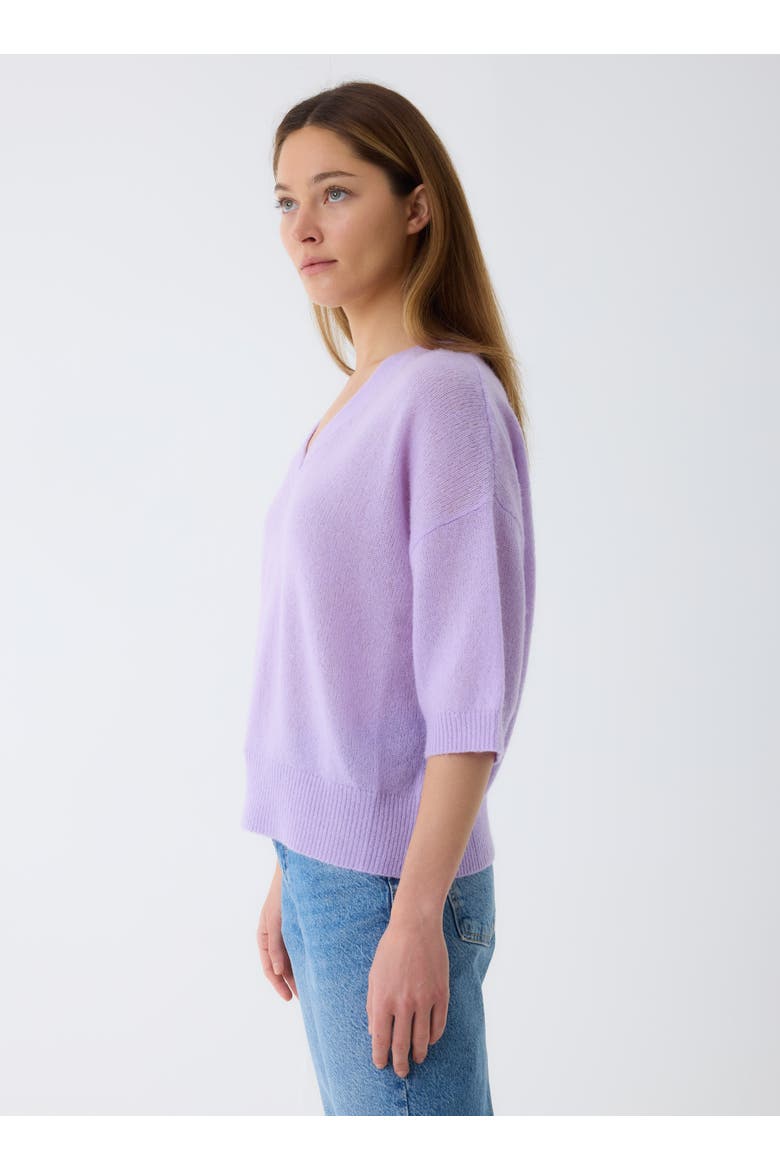 Cashmere Silk 3/4 Sleeve V-Neck, Alternate, color, LAVANDE