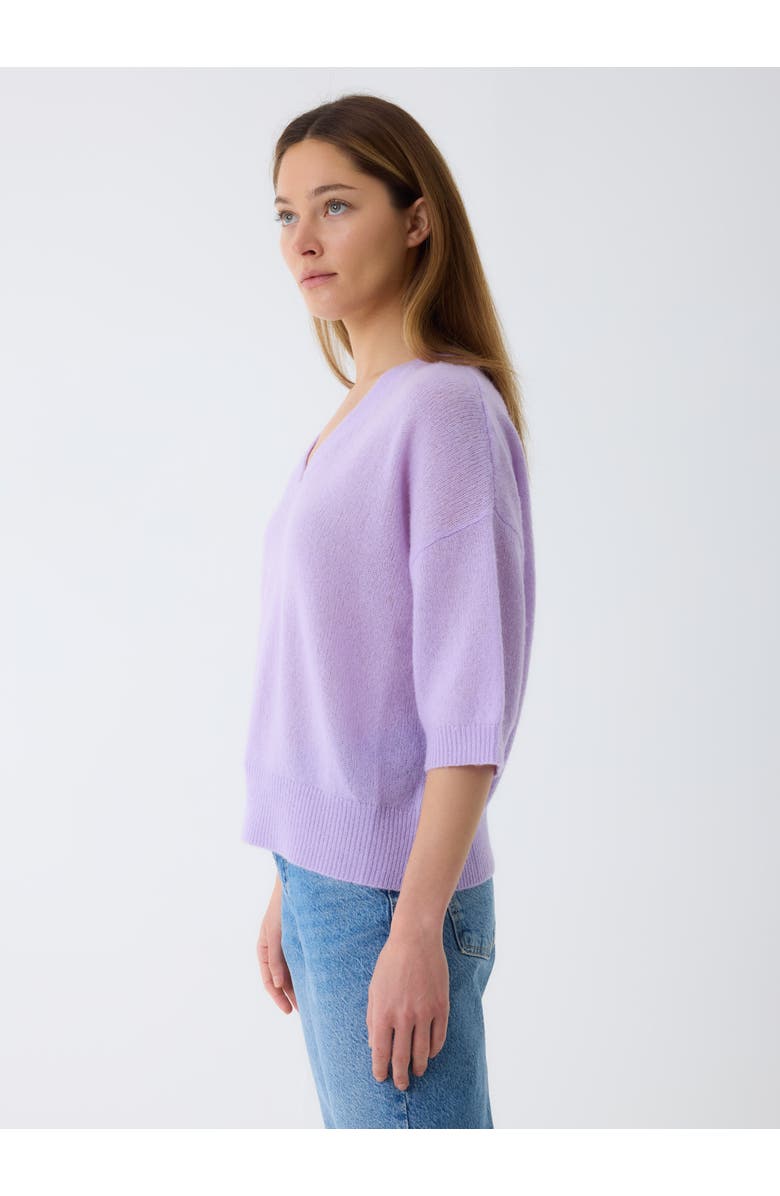 Majestic Filatures Cashmere Silk 3/4 Sleeve V-Neck, Alternate, color, Lavande
