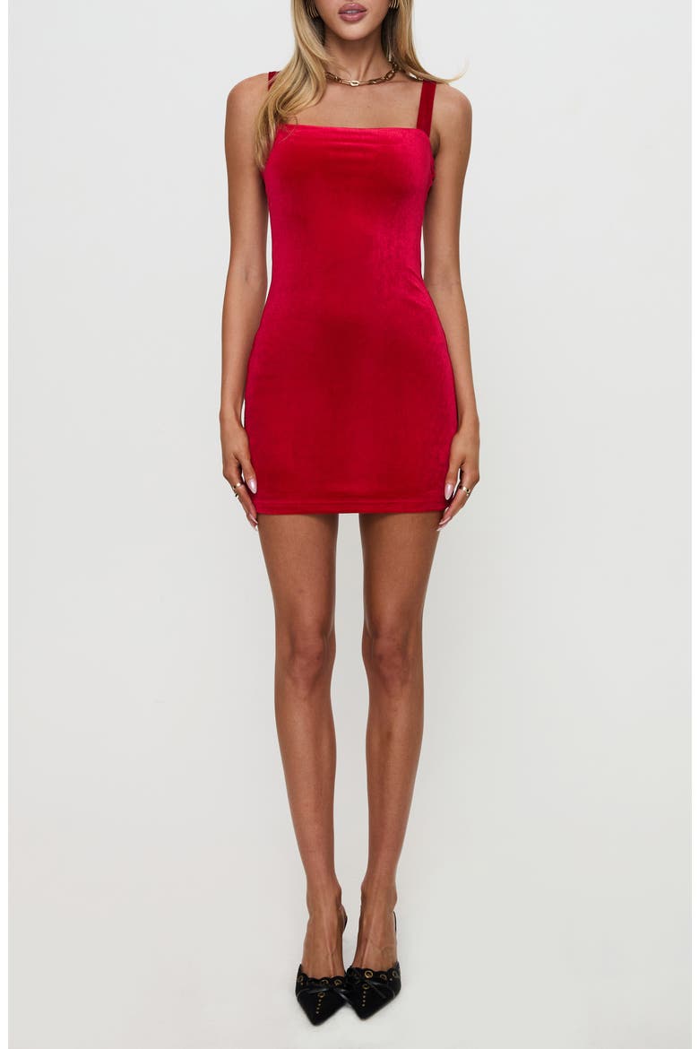 Blushing Velvet Minidress, Main, color, RED