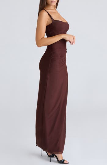Lini Sleeveless Mesh Maxi Cocktail Dress