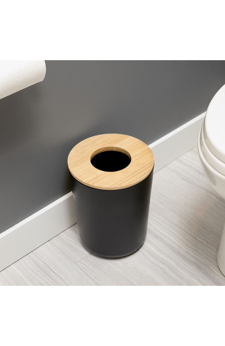 iDesign Small Round Bathroom Trash Can - Set of 2 - Matte Black, Alternate, color,