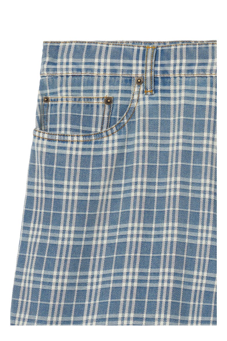 Check Denim Shorts, Alternate, color, Light indigo blue