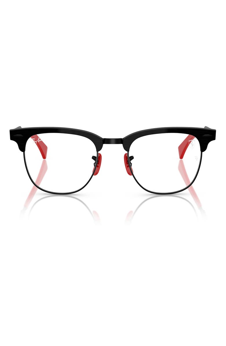 Ray-Ban x Scuderia Ferrari 51mm Square Optical Glasses, Main, color, Shiny Black/ Red