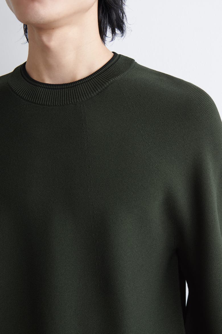 Contrast-Tipped Crew-Neck Sweater, Alternate, color, GREEN / BLACK