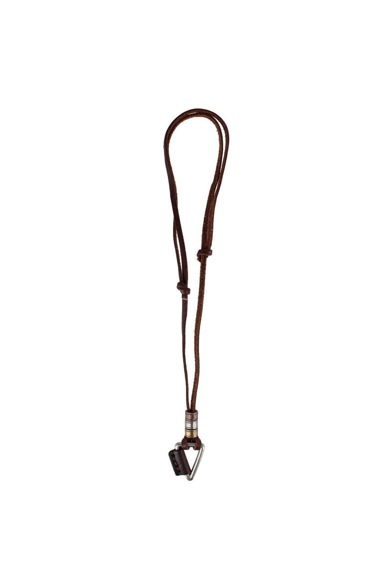 Gable Triangle and Beaded Leather Adustable Necklace, Main, color, Brown
