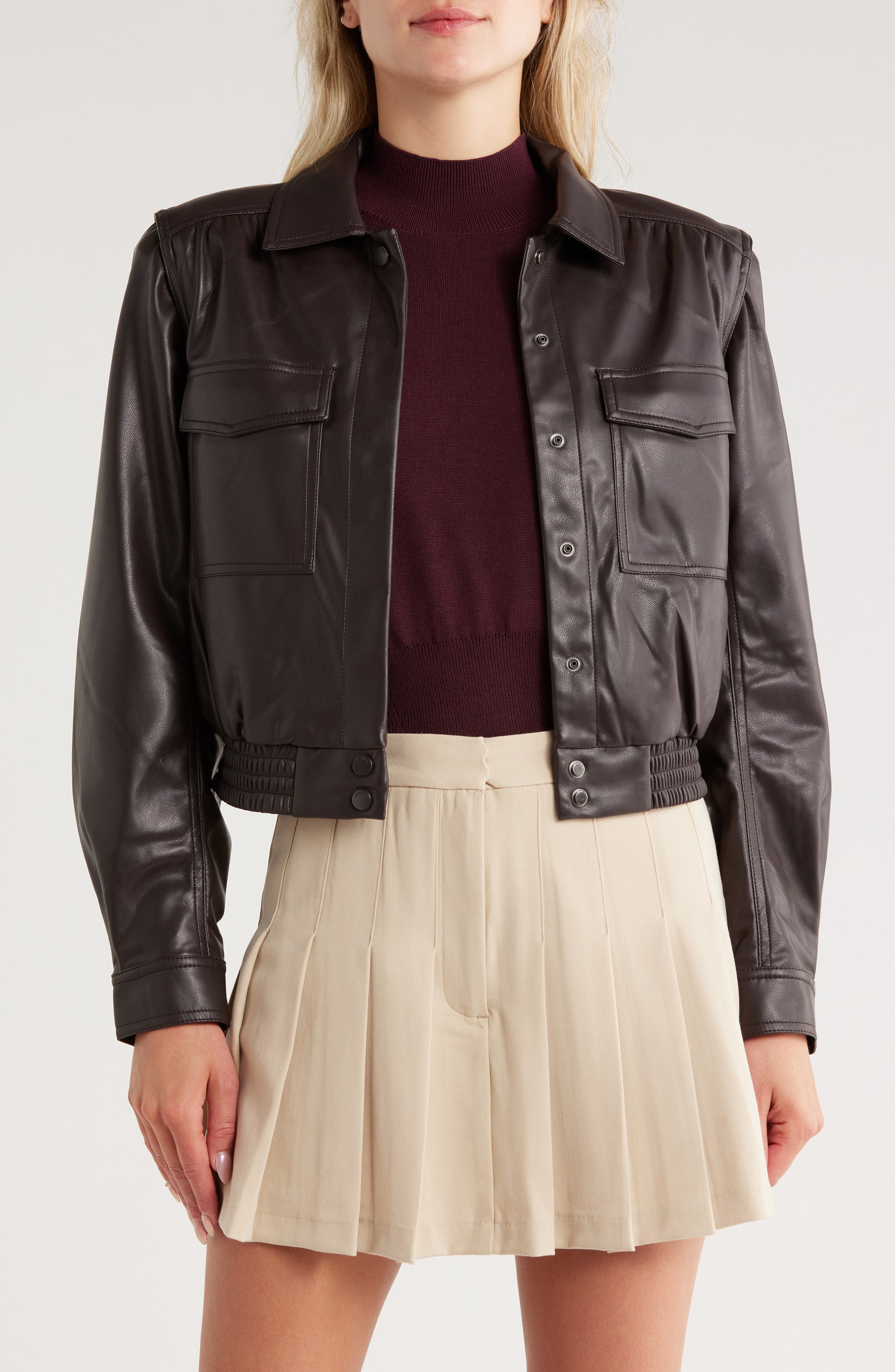 JASON WU Flap Patch Pocket Faux Leather Jacket