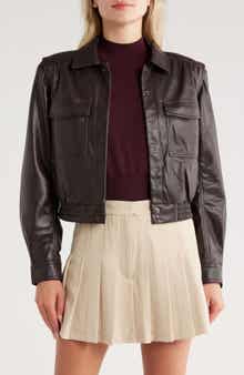 JASON WU Flap Patch Pocket Faux Leather Jacket