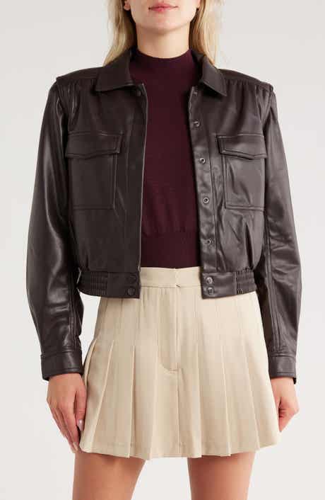 JASON WU Flap Patch Pocket Faux Leather Jacket