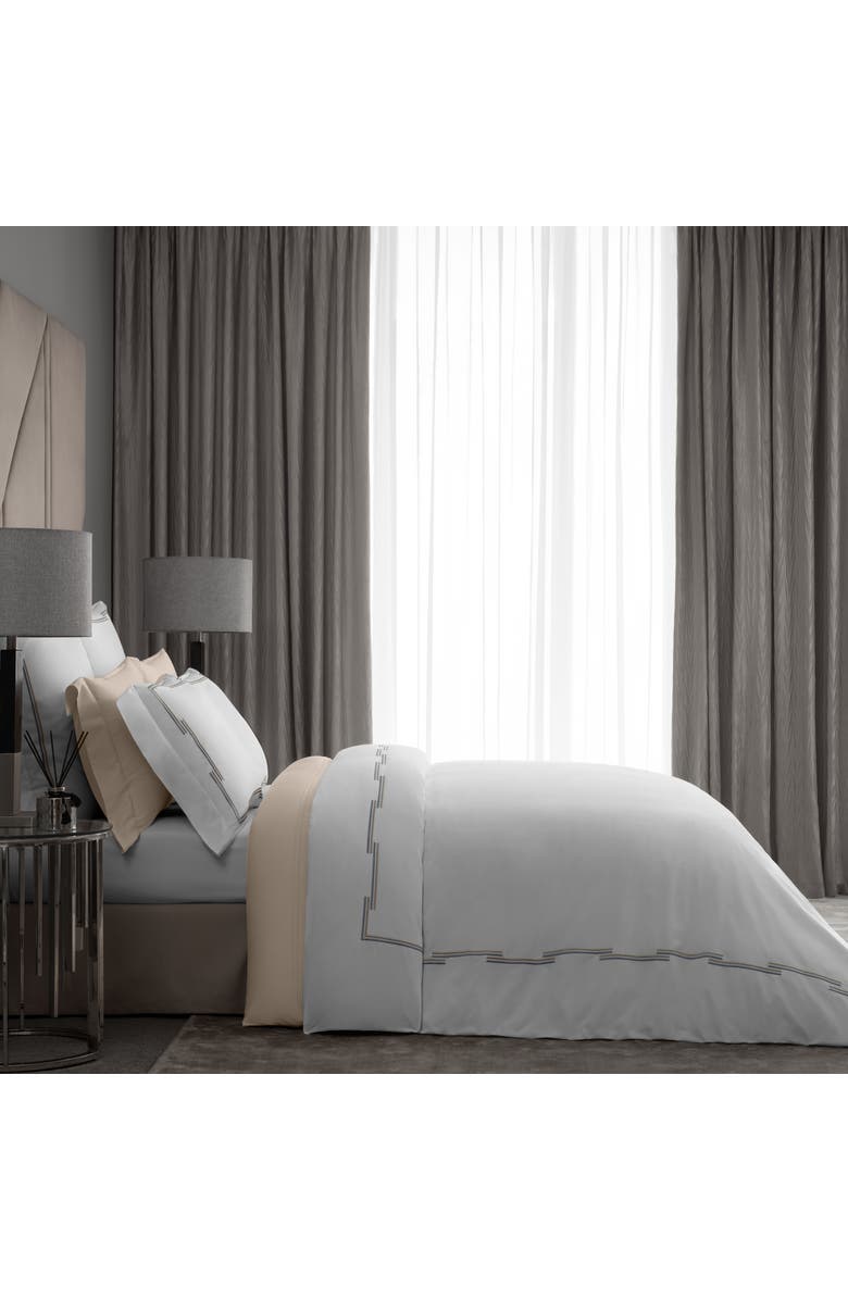 Togas Metalisi Embroidery duvet cover, Alternate, color, White